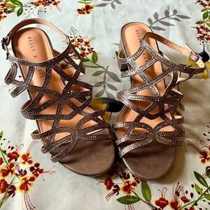 Kelly & Katie Silver Sparkle Strappy Heels Size 7 NWOT